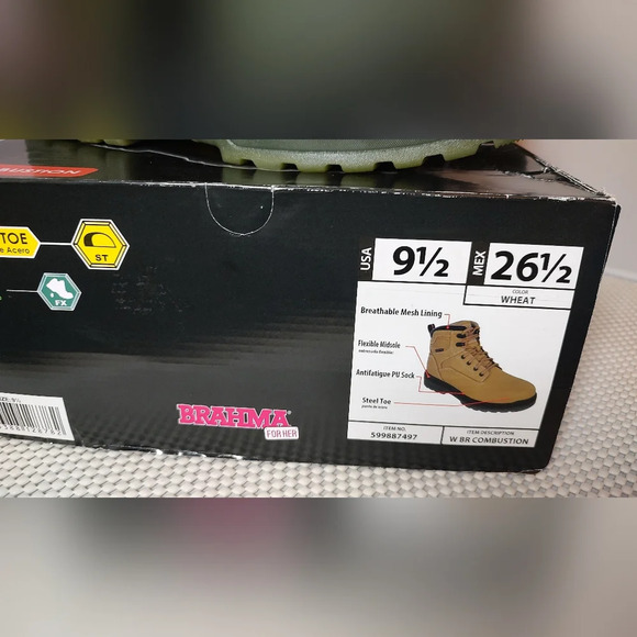 Brahma Women's Size 9.5 Combustion 6" Steel Toe Work Boots Wheat - Picture 2 of 5